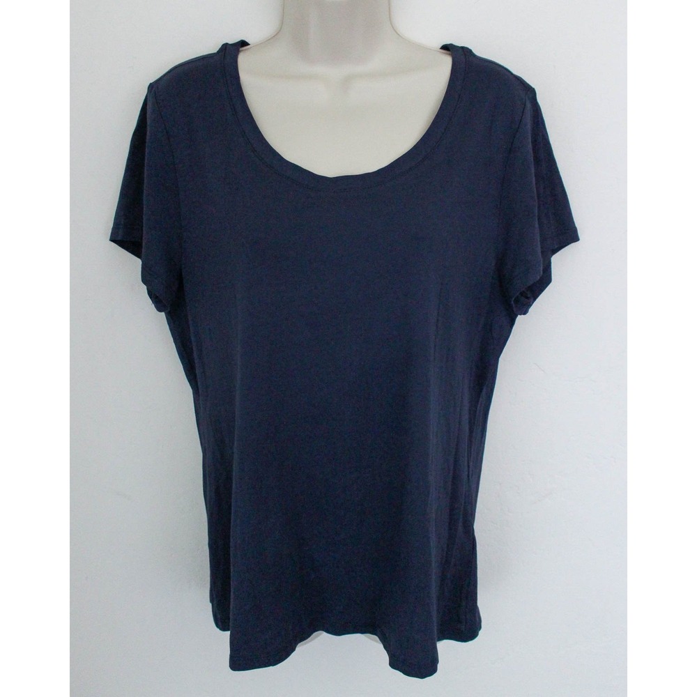 Quince T Shirt Top Womens Large Blue Cotton Modal Scoop Neck Short Sleeve